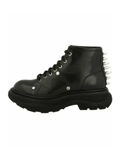 Pre-owned Alexander Mcqueen Calf Leather Moto Boots W/ Tags In Black