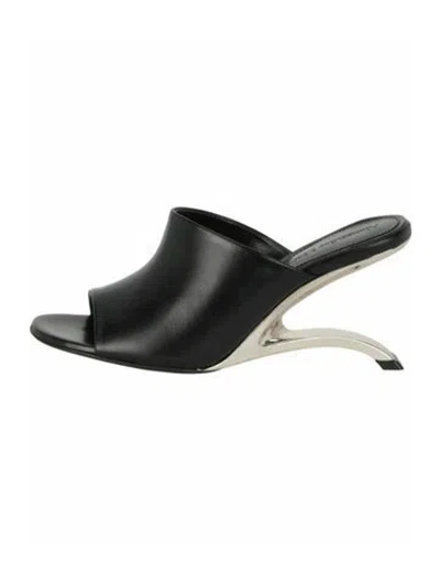 Pre-owned Alexander Mcqueen Calf Leather Mules W/ Tags In Black