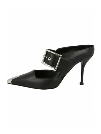 Pre-owned Alexander Mcqueen Calf Leather Mules W/ Tags In Black