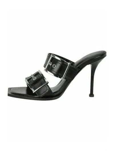 Pre-owned Alexander Mcqueen Calf Leather Mules W/ Tags In Black