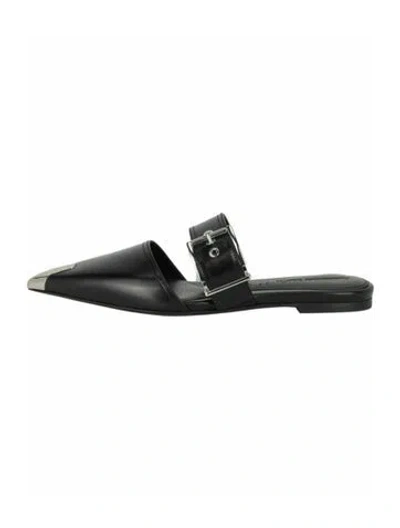 Pre-owned Alexander Mcqueen Calf Leather Mules W/ Tags In Black