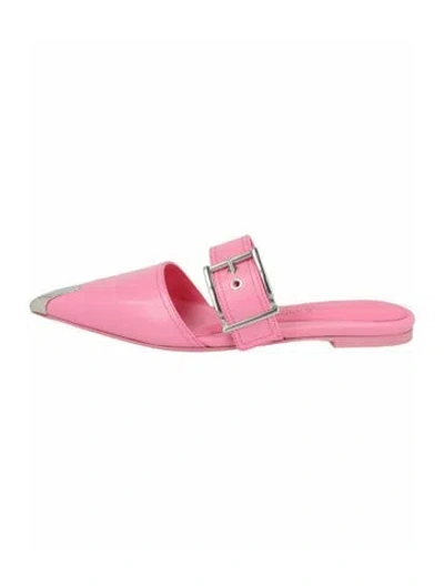 Pre-owned Alexander Mcqueen Calf Leather Mules W/ Tags In Pink