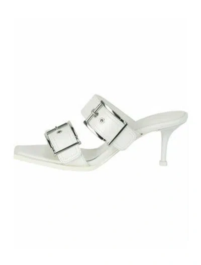 Pre-owned Alexander Mcqueen Calf Leather Mules W/ Tags In White