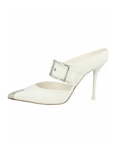 Pre-owned Alexander Mcqueen Calf Leather Mules W/ Tags In White