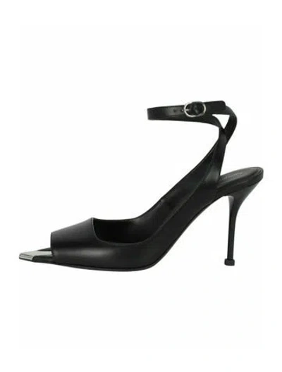 Pre-owned Alexander Mcqueen Calf Leather Sandals W/ Tags In Black