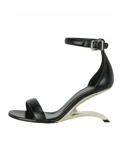 Pre-owned Alexander Mcqueen Calf Leather Sandals W/ Tags In Black