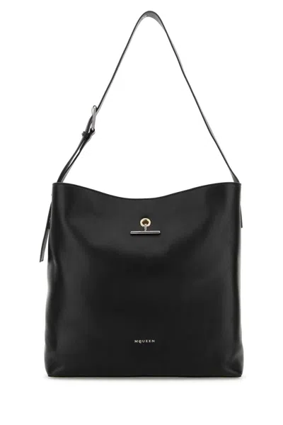 Alexander Mcqueen Calf Leather Shoulder Bag In Black