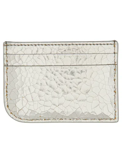 Alexander Mcqueen Calf Skin Card Case In Silver