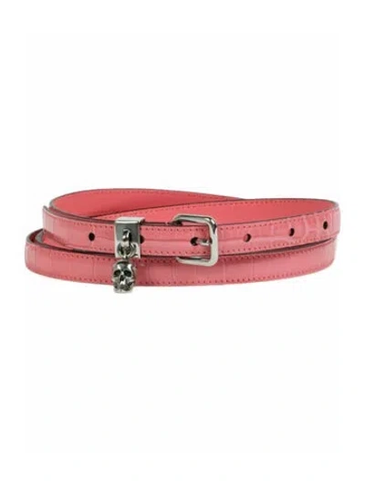 Pre-owned Alexander Mcqueen Calfskin Belt W/ Tags In Pink