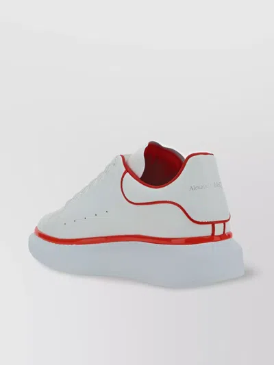 Alexander Mcqueen Calfskin Color Block Sneakers With Platform Sole In White