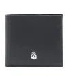 Alexander Mcqueen Calfskin Skull Bifold Card Holder In Black