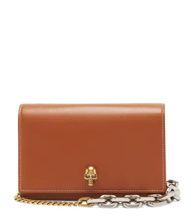 Alexander Mcqueen Calfskin Skull Shoulder Bag In Brown