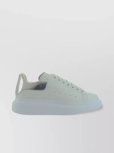Alexander Mcqueen Calfskin Sneakers With Metallic Heel Tab