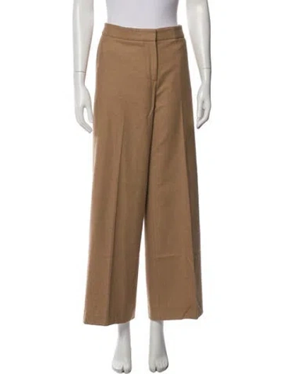Pre-owned Alexander Mcqueen Camel Hair Wide Leg Pants In Brown