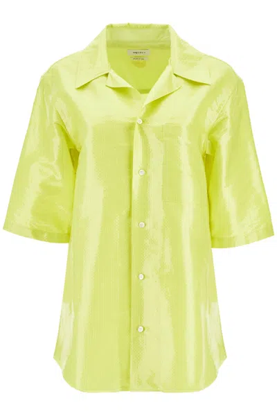 Alexander Mcqueen Camicia A Maniche Corte In Tela Catramata In Yellow