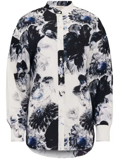Alexander Mcqueen Camicia Floreale In Blu