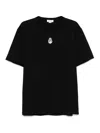 Alexander Mcqueen Mcqueen Flocked 'skull' T Shirt In Black