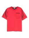 Alexander Mcqueen Logo-embroidered Two-tone Cotton-jersey T-shirt In Red