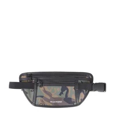 Alexander Mcqueen Camouflage-print Zipped Belt Bag In Black