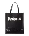 Alexander Mcqueen Canvas & Leather Tote In Black