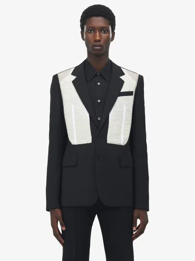 Alexander Mcqueen Canvas Detail Single-breasted Jacket In Black