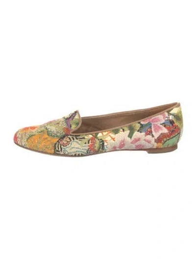 Pre-owned Alexander Mcqueen Canvas Floral Print Loafers In Neutrals/orange