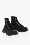 Alexander Mcqueen Canvas Lace-up Sneakers With Chunky Sole In Black