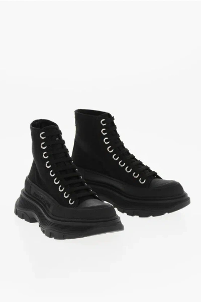 ALEXANDER MCQUEEN CANVAS LACE-UP SNEAKERS WITH CHUNKY SOLE