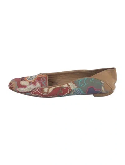 Pre-owned Alexander Mcqueen Canvas Printed Ballet Flats In Orange