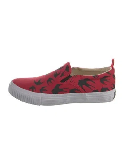 Pre-owned Alexander Mcqueen Canvas Printed Oxfords In Red