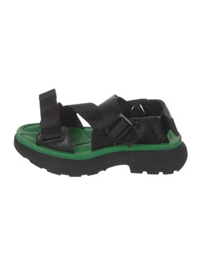 Pre-owned Alexander Mcqueen Canvas Printed Slides In Black