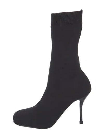 Pre-owned Alexander Mcqueen Canvas Sock Boots In Black