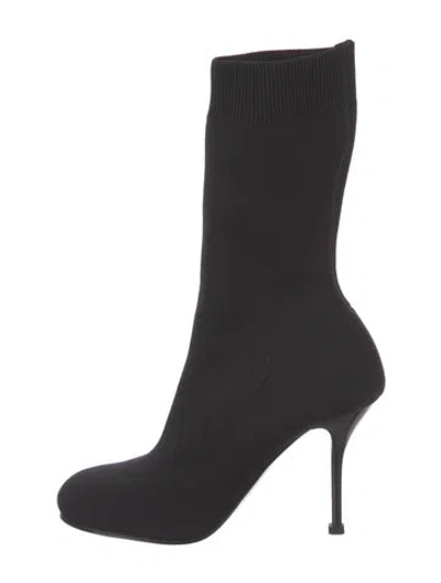 Pre-owned Alexander Mcqueen Canvas Sock Boots In Black
