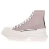 Alexander Mcqueen Canvas Tread Slick High Top Sneakers 'grey White' In Neutral