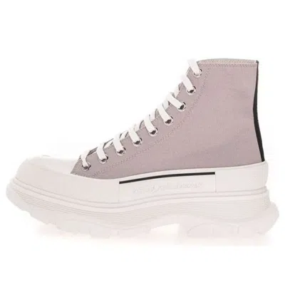 Alexander Mcqueen Canvas Tread Slick High Top Sneakers 'grey White'