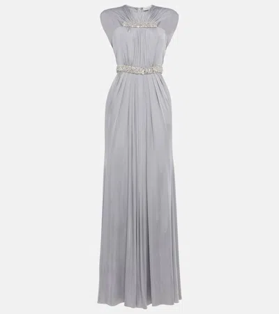 Alexander Mcqueen Caped Gown In Silver