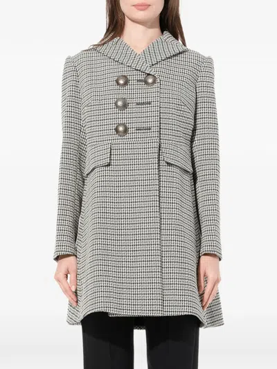 Alexander Mcqueen Capotto Houndstooth Double-breasted Coat In Gray