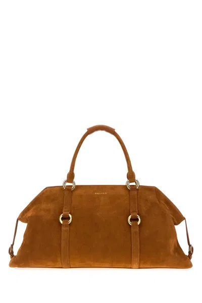 ALEXANDER MCQUEEN CARAMEL SUEDE FARRINGDON MAXI HANDBAG