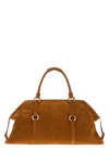 Alexander Mcqueen Caramel Suede Farringdon Maxi Handbag In Brown