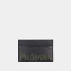 Alexander Mcqueen Card Holder -  - Leather - Black/khaki In Black