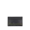Alexander Mcqueen Black Card-holder With Embossed Motif In Leather Man In Black
