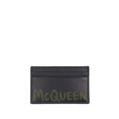 ALEXANDER MCQUEEN ALEXANDER MCQUEEN CARD HOLDER - LEATHER - BLACK/KHAKI