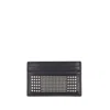 Alexander Mcqueen Black Card-holder With Silver-finished Studs In Leather Man In Black