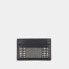 Alexander Mcqueen Black Card-holder With Silver-finished Studs In Leather Man In Black