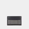 Alexander Mcqueen Black Card-holder With Silver-finished Studs In Leather Man In Black
