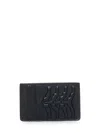 Alexander Mcqueen Black Card-holder With Embossed Motif In Leather Man In Black