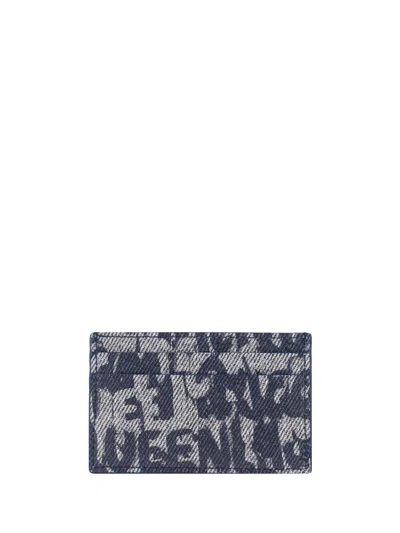 Alexander Mcqueen Card Holder In Dk Blue/ivory