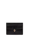 Alexander Mcqueen Skull Leather Credit Card Case In Black