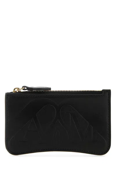 ALEXANDER MCQUEEN BLACK LEATHER CARD HOLDER