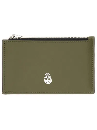 Alexander Mcqueen Card Holder "skull" In Green